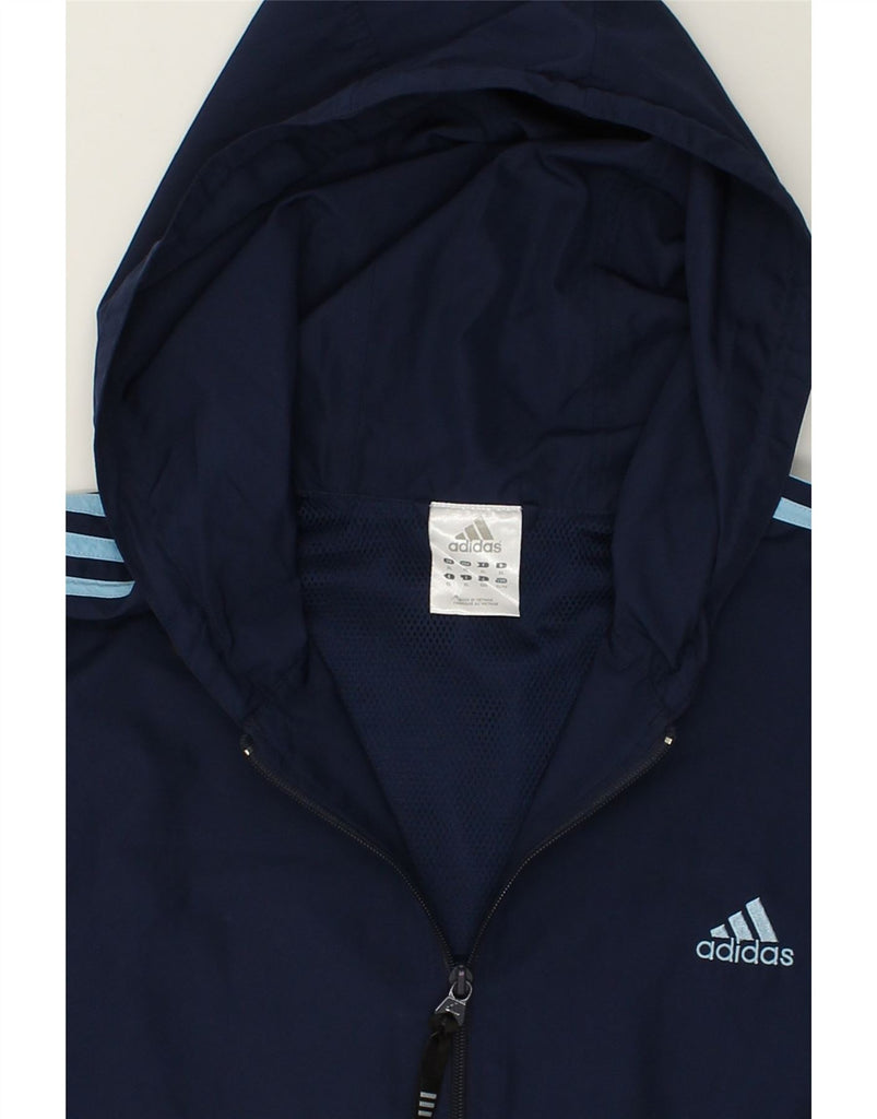 ADIDAS Mens Pullover Hooded Tracksuit Top Jacket XL Navy Blue Polyester | Vintage Adidas | Thrift | Second-Hand Adidas | Used Clothing | Messina Hembry 