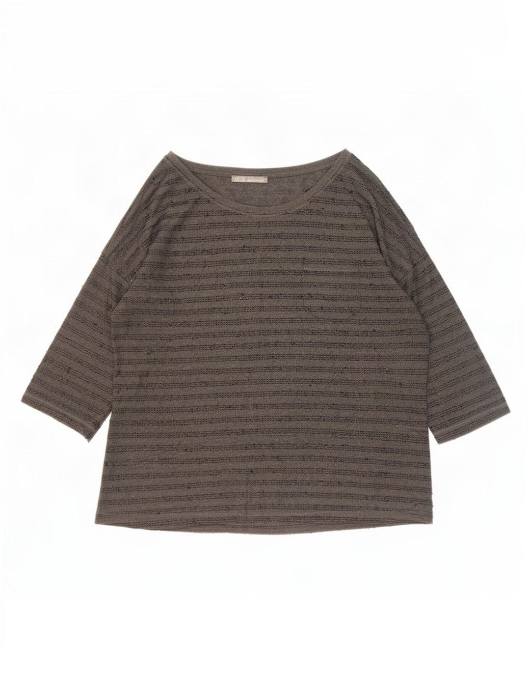 Zara Womens Top 3/4 Sleeve UK 20 2XL Grey Striped Polyester