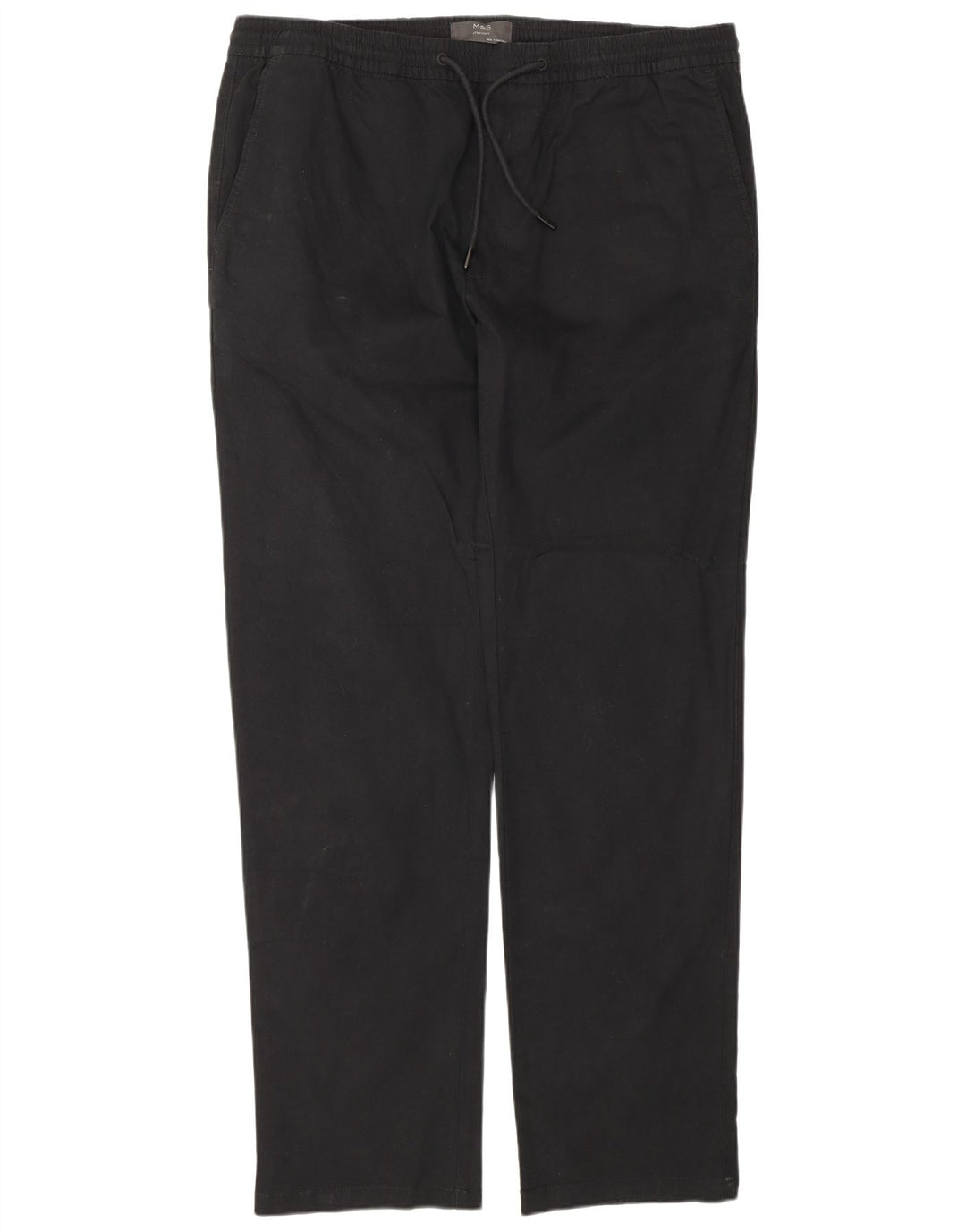 Marks & Spencer Mens Straight Chino Trousers W38 L33 Black Cotton
