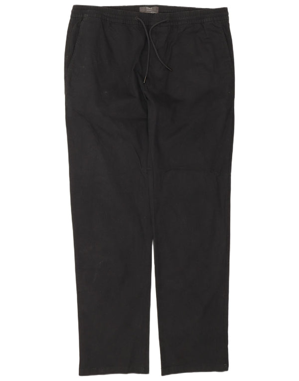 Marks & Spencer Mens Straight Chino Trousers W38 L33 Black Cotton