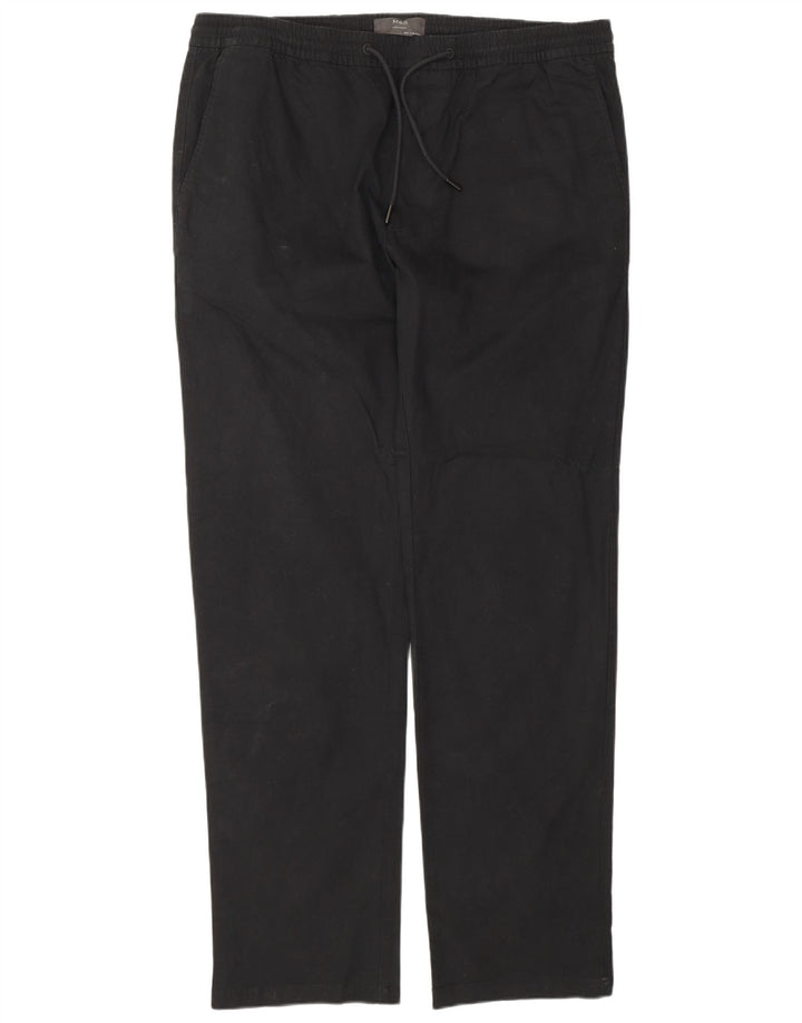 Marks & Spencer Mens Straight Chino Trousers W38 L33 Black Cotton