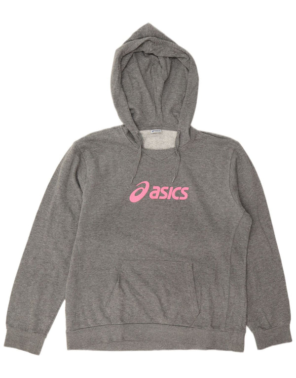 Asics Womens Graphic Hoodie Jumper UK 20 2XL Grey Cotton