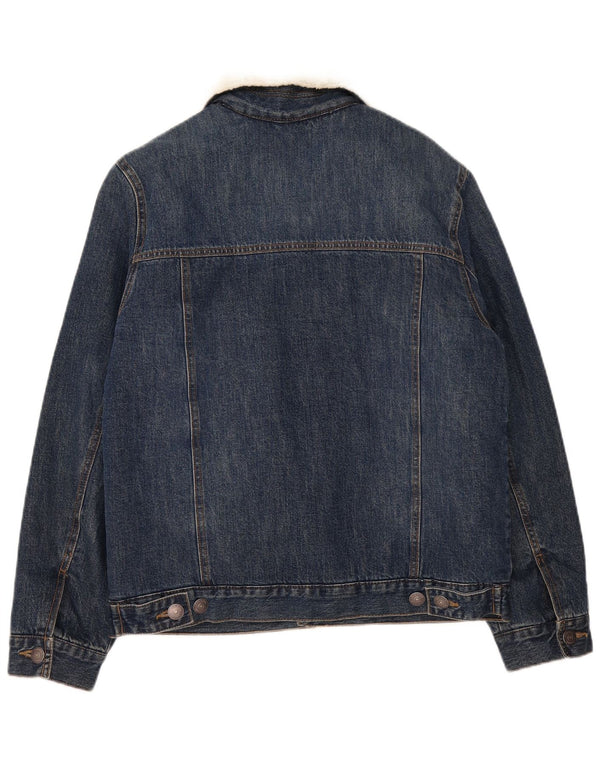Kiabi Mens Denim Sherpa Jacket UK 38 Medium Blue Cotton