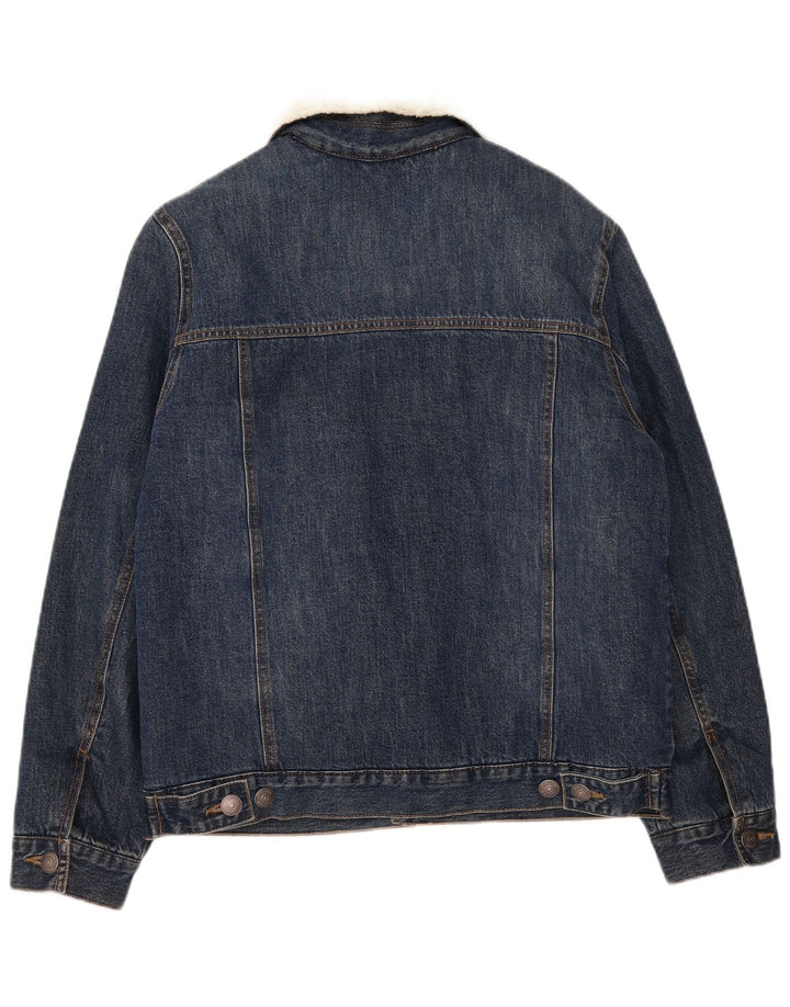 Kiabi Mens Denim Sherpa Jacket UK 38 Medium Blue Cotton