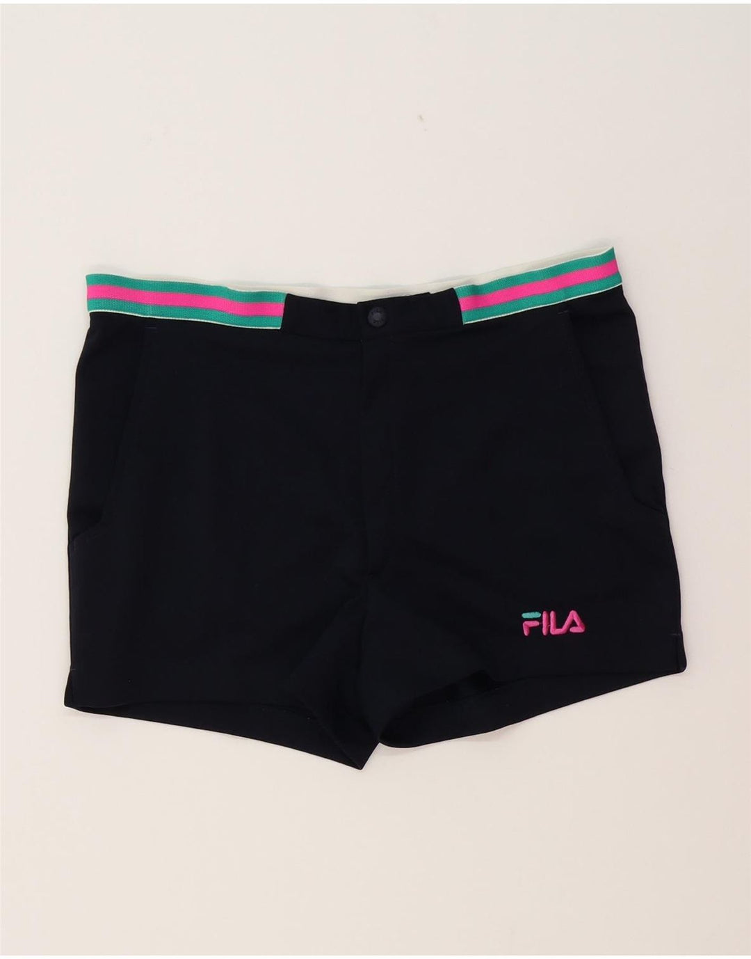 FILA Womens Chino Shorts UK 16 Large W38  Navy Blue Polyester Vintage Fila and Second-Hand Fila from Messina Hembry 