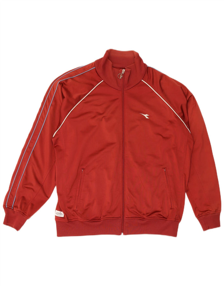 Diadora Mens Tracksuit Top Jacket UK 42 Large Red Polyester