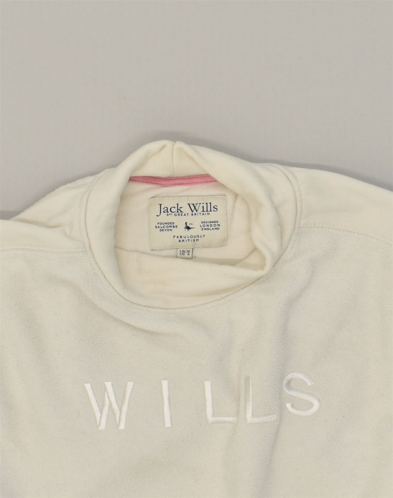 JACK WILLS Womens Fleece Jumper UK 10 Small  White Polyester | Vintage Jack Wills | Thrift | Second-Hand Jack Wills | Used Clothing | Messina Hembry 