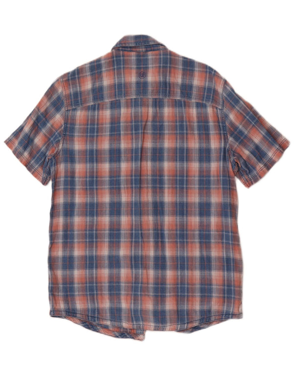 Fat Face Mens Short Sleeve Regular Fit Shirt Small Blue Plaid Cotton