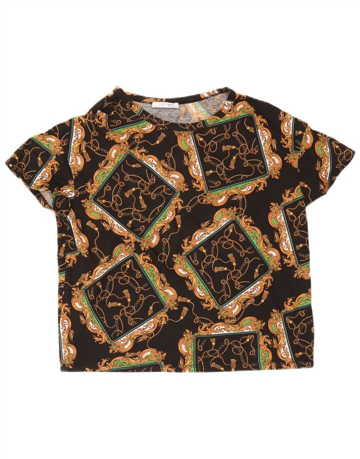 Zara Womens Oversized T-Shirt Top UK 10 Small Black Paisley