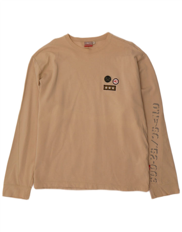 O'Neill Mens Graphic Top Long Sleeve Large Beige Cotton