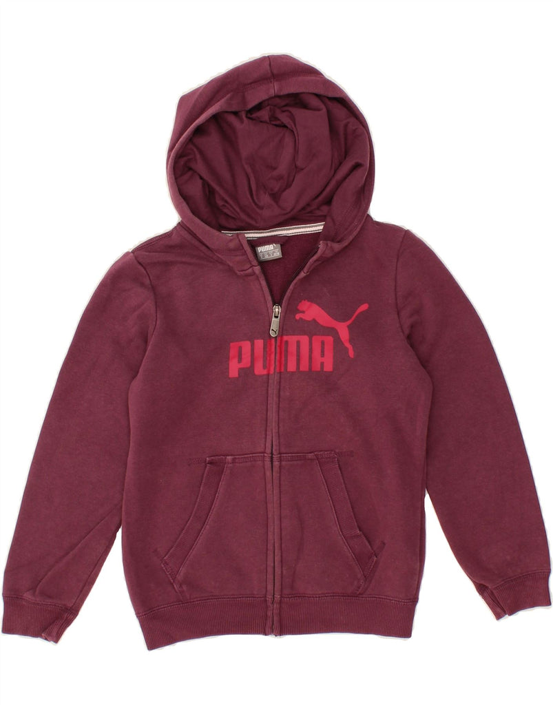 PUMA Boys Graphic Zip Hoodie Sweater 7-8 Years  Burgundy Cotton Vintage Puma and Second-Hand Puma from Messina Hembry 
