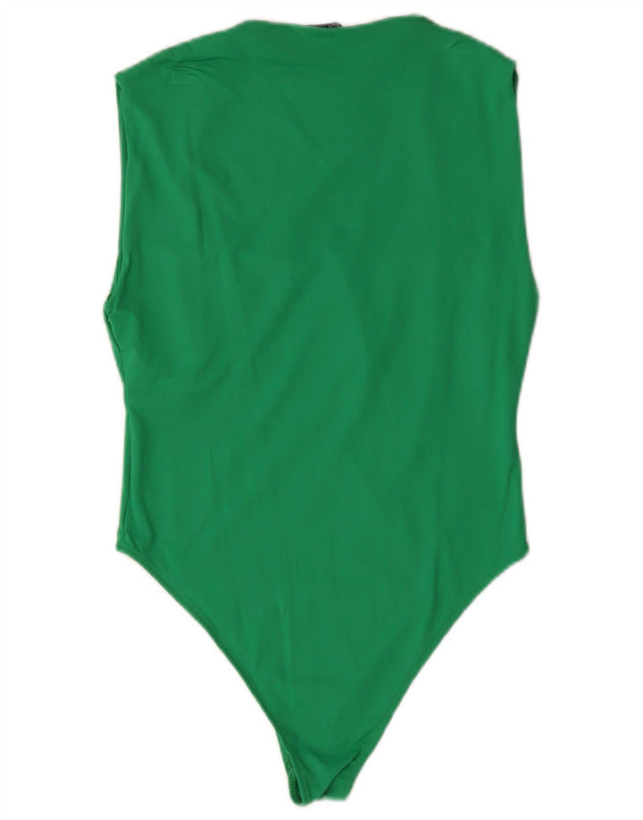 Zara Womens Sleeveless Bodysuit UK 14 Large Green Polyamide