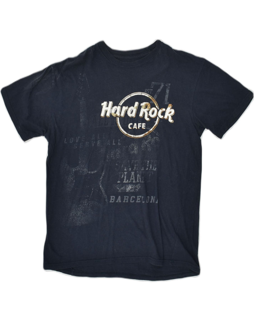 HARD ROCK CAFE Mens Barcelona Graphic T-Shirt Top Medium Navy Blue Cotton | Vintage Hard Rock Cafe | Thrift | Second-Hand Hard Rock Cafe | Used Clothing | Messina Hembry 