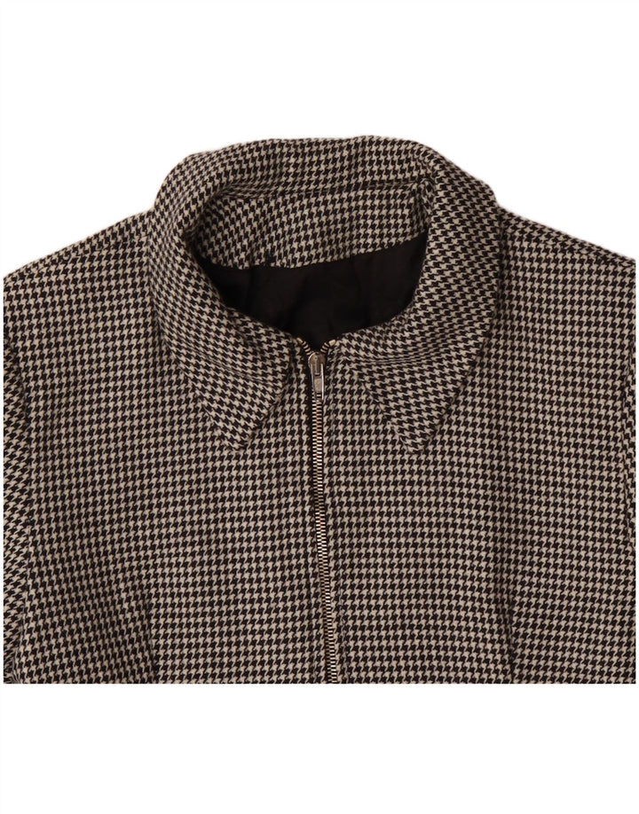 VINTAGE Womens Blazer Jacket IT 42 Medium Black Houndstooth Wool