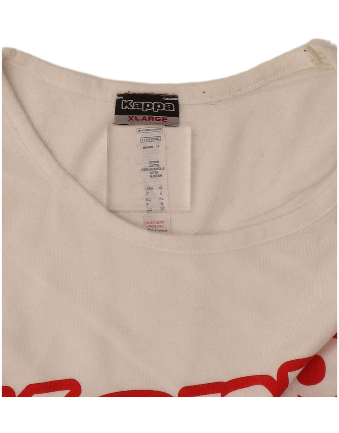 Kappa Mens Graphic T-Shirt Top XL White Cotton