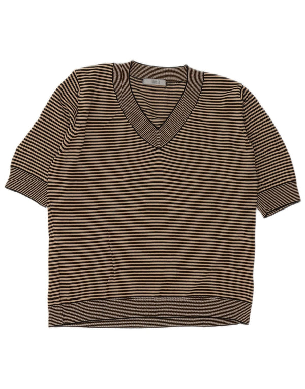 Marks & Spencer Womens T-Shirt Top UK 14 Medium Black Pinstripe Viscose