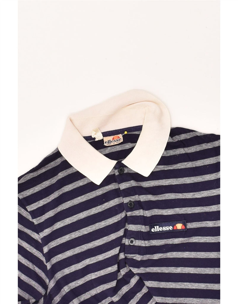 ELLESSE Mens Polo Shirt Small Navy Blue Striped | Vintage Ellesse | Thrift | Second-Hand Ellesse | Used Clothing | Messina Hembry 