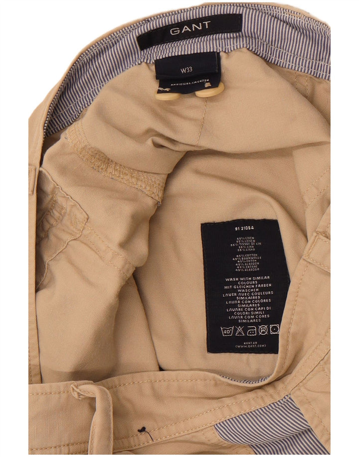 Gant Mens Cargo Shorts W33 Medium Beige Colourblock Linen
