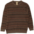 L.L.Bean Mens Boat Neck Jumper Sweater Medium Khaki Fair Isle Lambswool