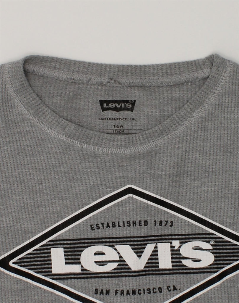 LEVI'S Boys Graphic Top Long Sleeve 15-16 Years Grey Cotton | Vintage Levi's | Thrift | Second-Hand Levi's | Used Clothing | Messina Hembry 