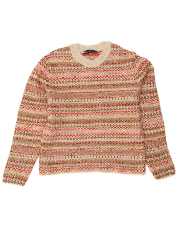 Marks & Spencer Womens Crew Neck Jumper Sweater UK 10 Small Multicoloured