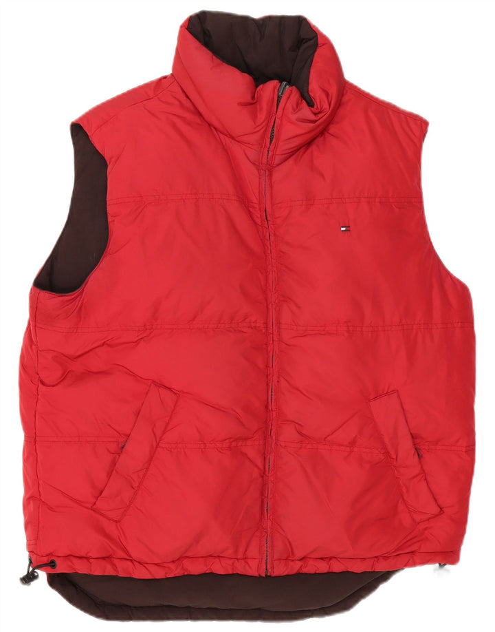 Tommy Hilfiger Mens Reversible Padded Gilet UK 38 Medium Red Polyester
