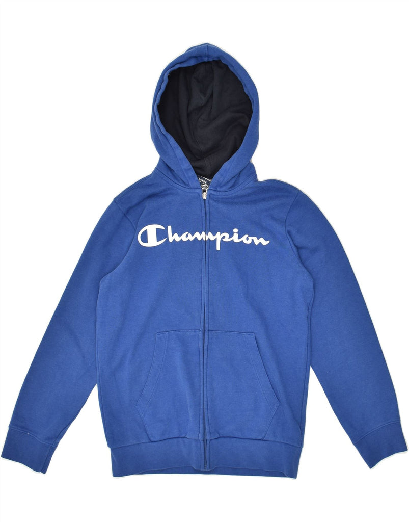 CHAMPION Boys Graphic Zip Hoodie Sweater 11-12 Years Large Blue | Vintage Champion | Thrift | Second-Hand Champion | Used Clothing | Messina Hembry 