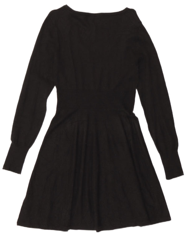 Oasis Womens Long Sleeve A-Line Dress UK 12 Medium Black Viscose