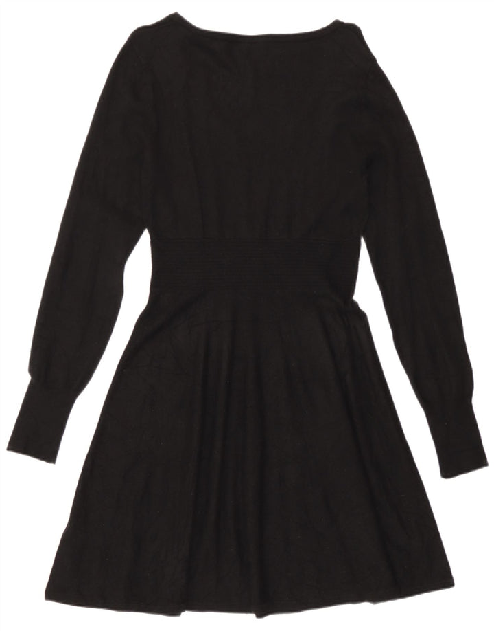Oasis Womens Long Sleeve A-Line Dress UK 12 Medium Black Viscose