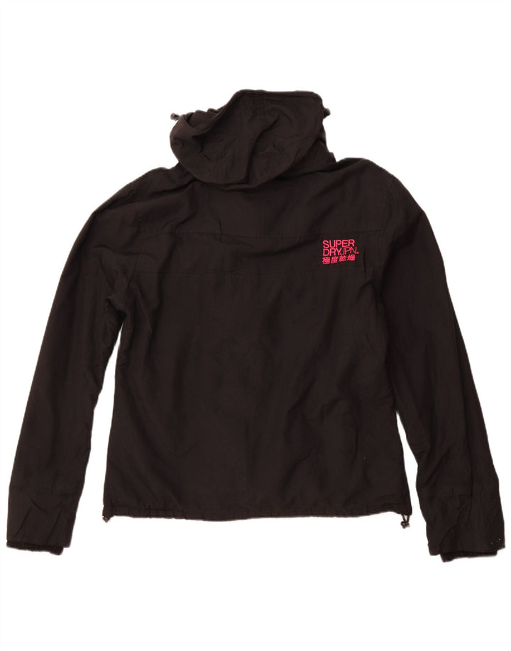 SUPERDRY Womens Hooded Windbreaker Jacket UK 18 XL Black Nylon