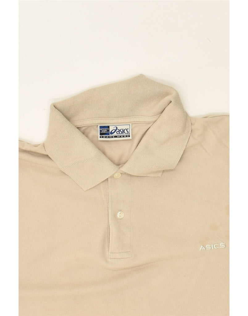 ASICS Mens Polo Shirt 2XL Beige Cotton | Vintage Asics | Thrift | Second-Hand Asics | Used Clothing | Messina Hembry 