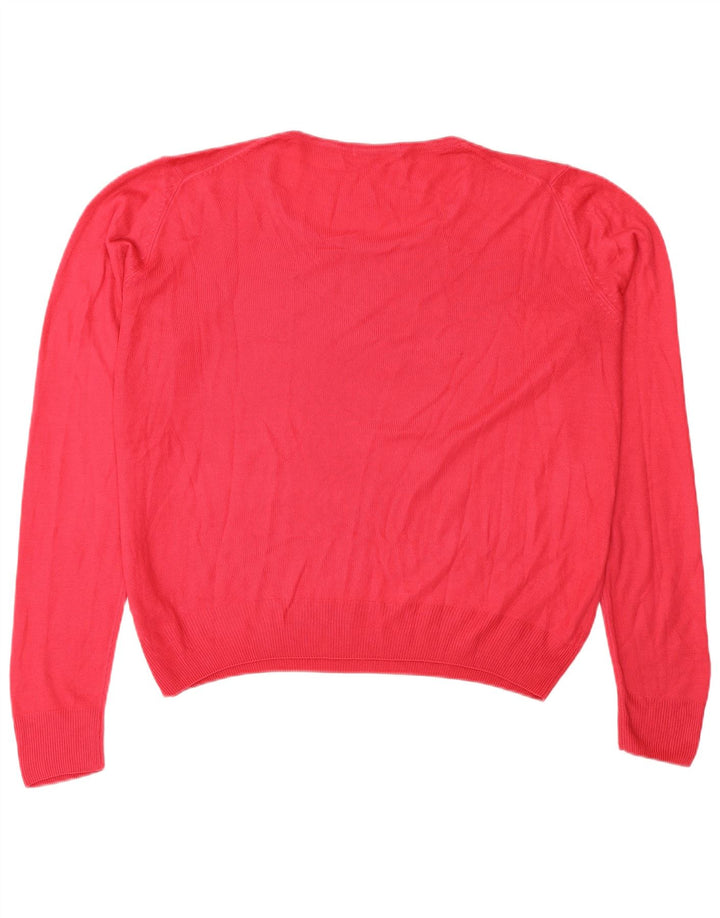Marks & Spencer Womens Oversized Boat Neck Jumper Sweater UK 14 Large Pink