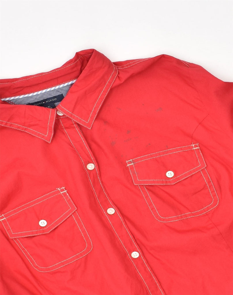 TOMMY HILFIGER Womens Shirt UK 16 Large Red Cotton | Vintage Tommy Hilfiger | Thrift | Second-Hand Tommy Hilfiger | Used Clothing | Messina Hembry 