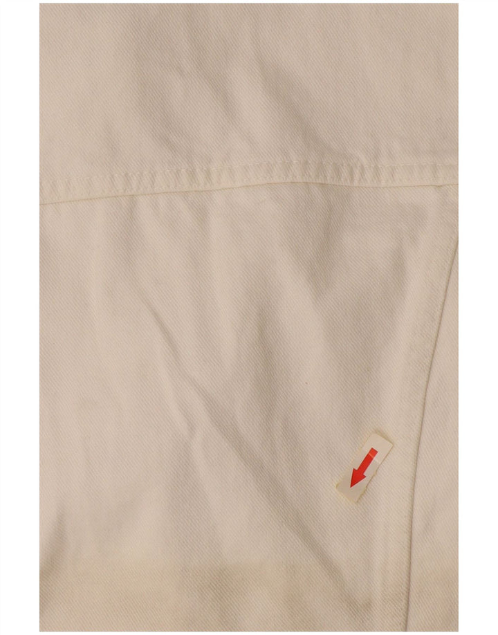 Indian Motocycle Womens Crop Denim Jacket UK 14 Large White Cotton