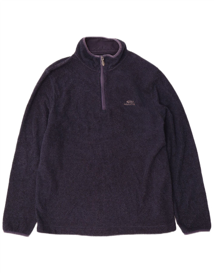 WEIRD FISH Mens Zip Neck Sweatshirt Jumper XL Navy Blue Polyester