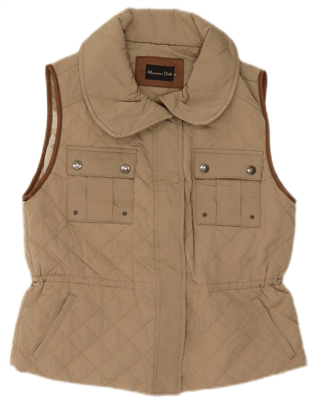 MASSIMO DUTTI Womens Quilted Gilet UK 12 Medium Beige