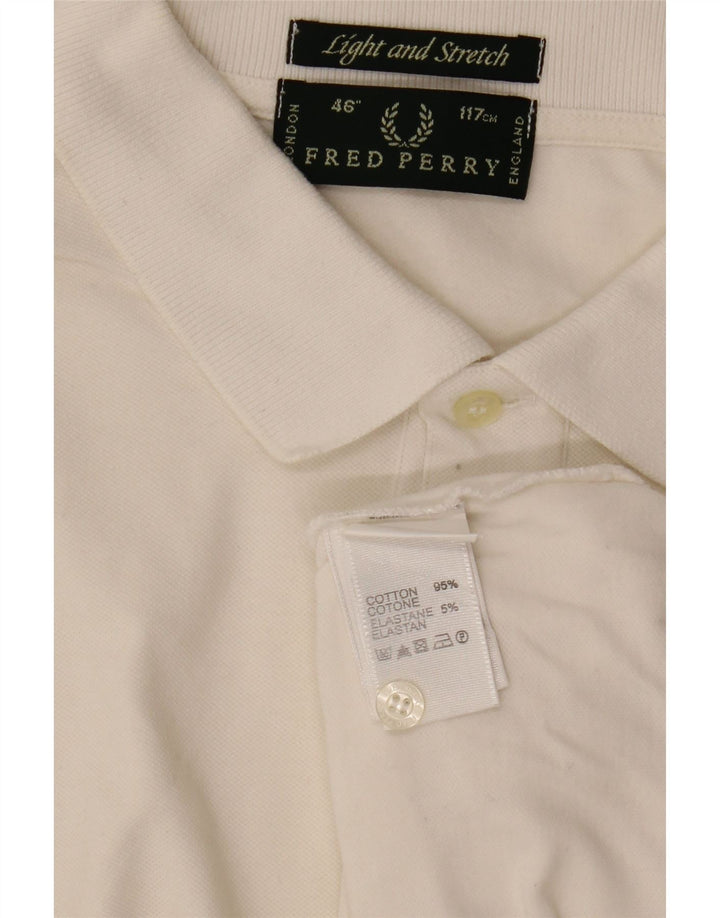 Fred Perry Mens Light and Stretch Polo Shirt Large Off White Cotton