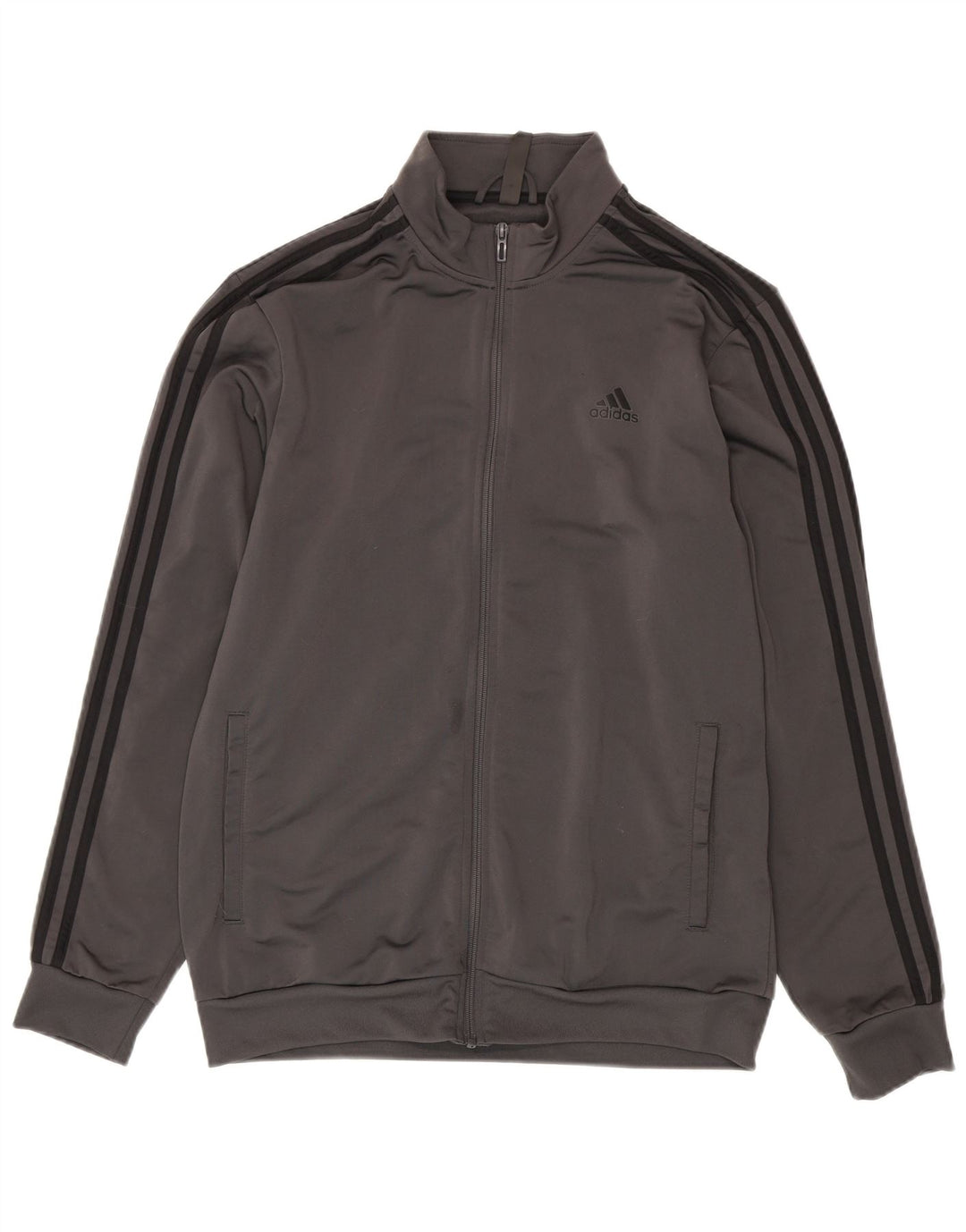 Adidas Mens Tracksuit Top Jacket Large Grey Polyester