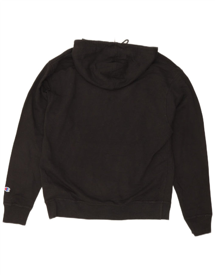CHAMPION Mens Graphic Hoodie Jumper Large Black Cotton