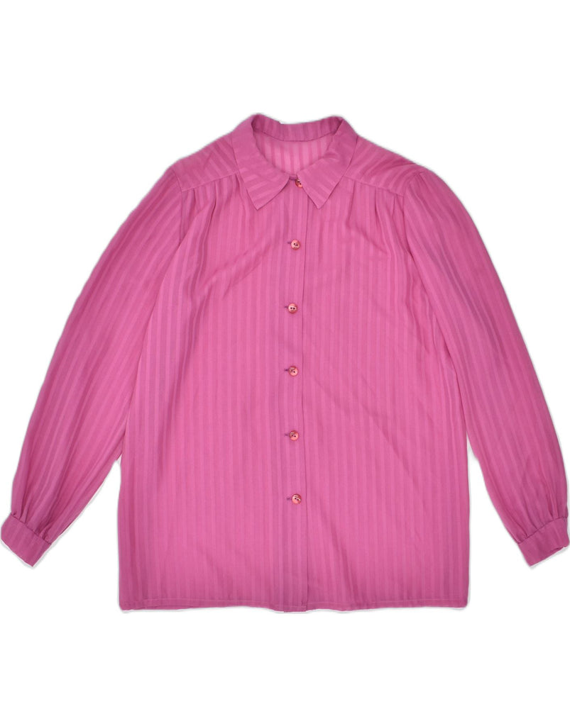 VINTAGE Womens Shirt Blouse UK 12 Medium Pink Striped | Vintage | Thrift | Second-Hand | Used Clothing | Messina Hembry 