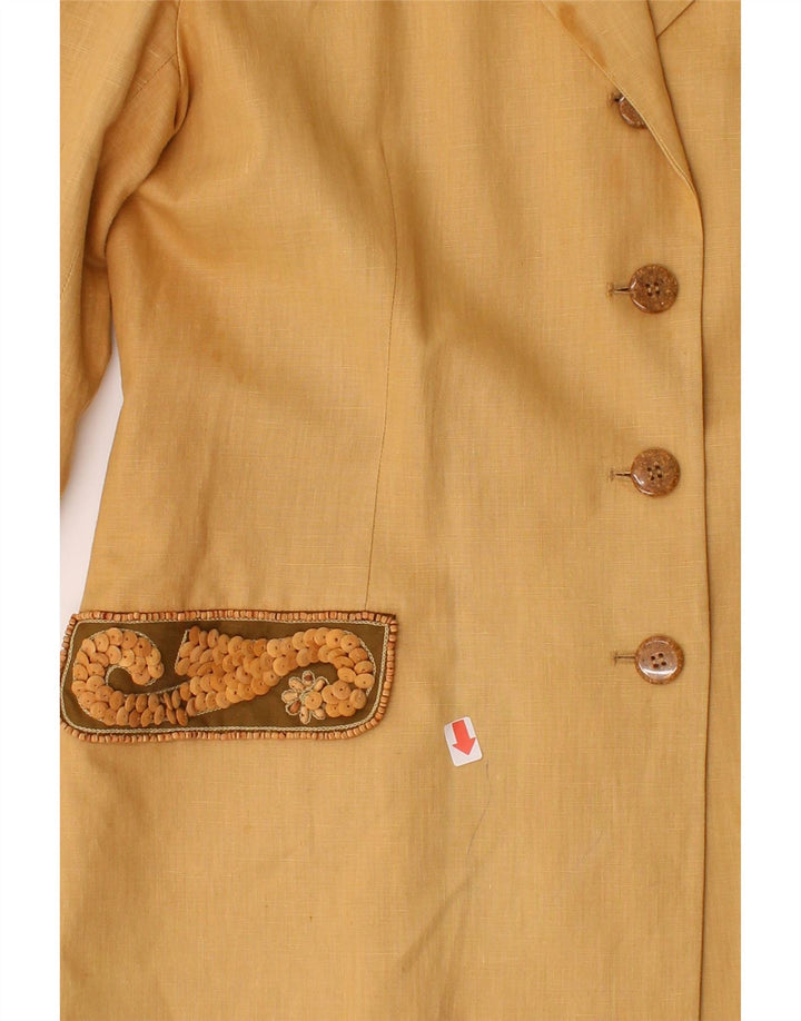 COLLECTION Womens 4 Button Blazer Jacket UK 14 Large Beige Linen Vintage Collection and Second-Hand Collection from Messina Hembry 