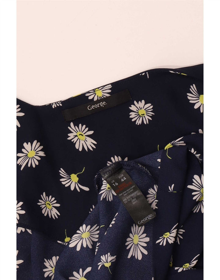 George Womens Cami Top UK 16 Large Navy Blue Floral Polyester