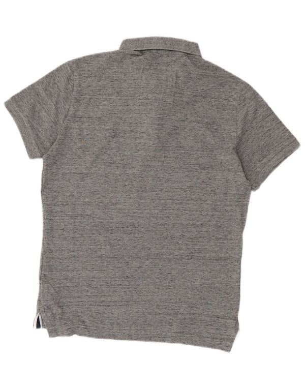 Superdry Mens Polo Shirt Medium Grey Flecked Cotton