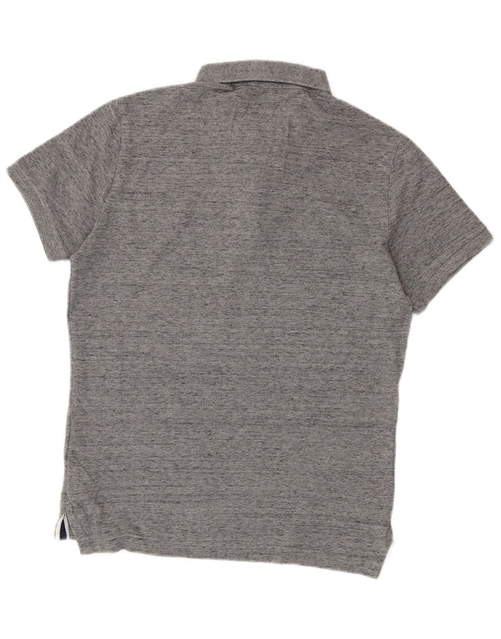 Superdry Mens Polo Shirt Medium Grey Flecked Cotton