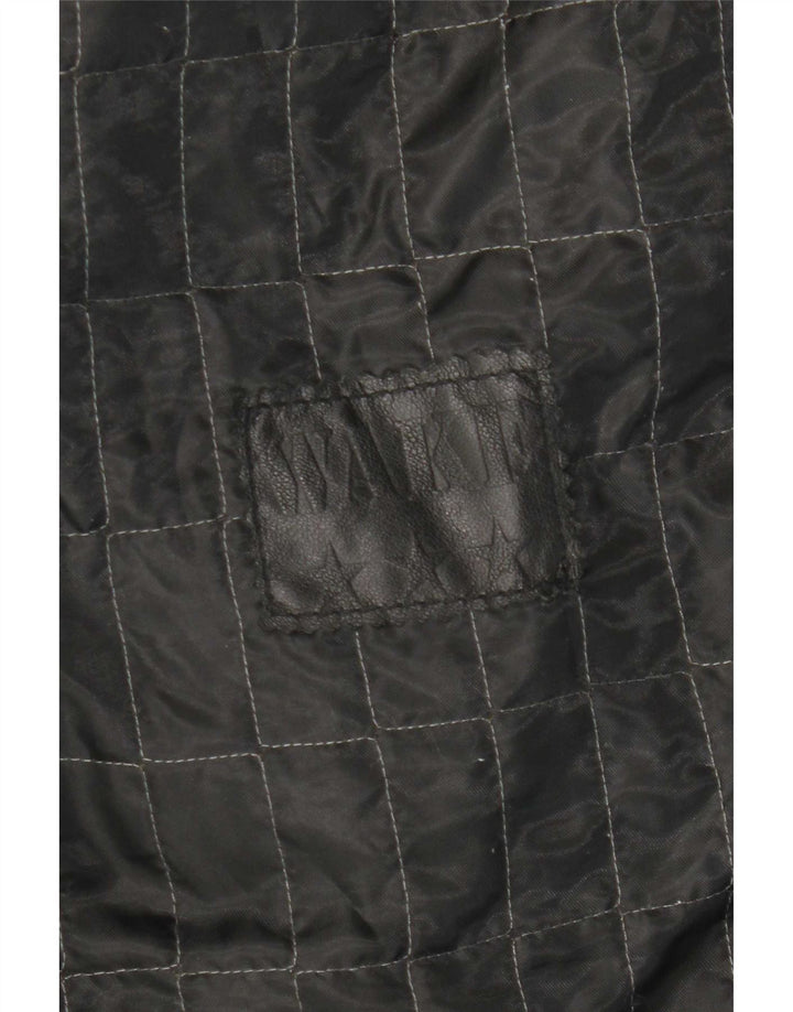 Vintage Mens Oversized Leather Jacket UK 40 Large Black Leather