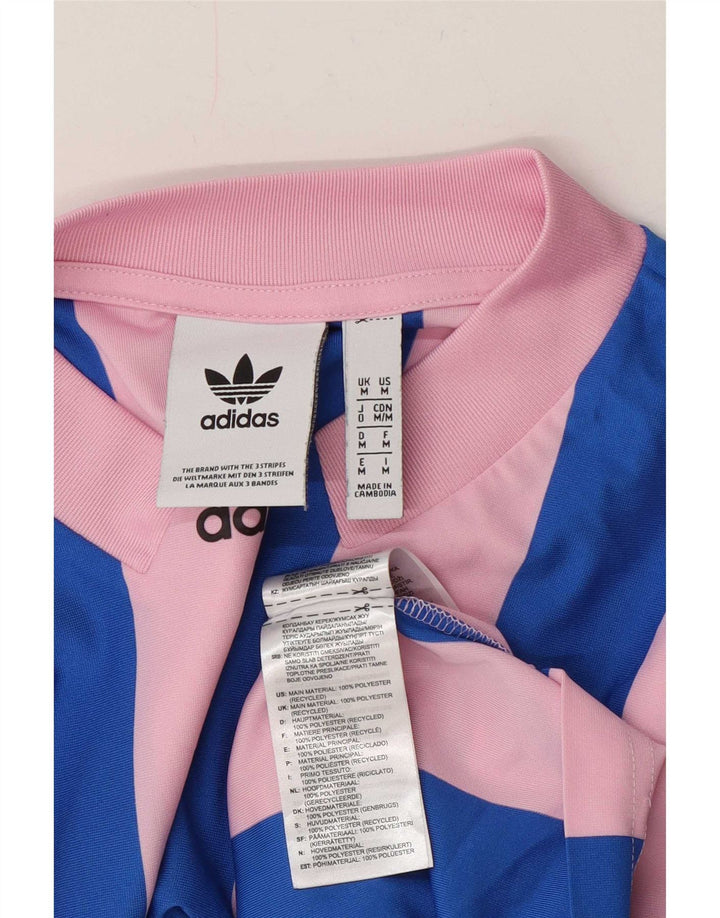 Adidas Mens Graphic T-Shirt Top Medium Pink Striped Polyester