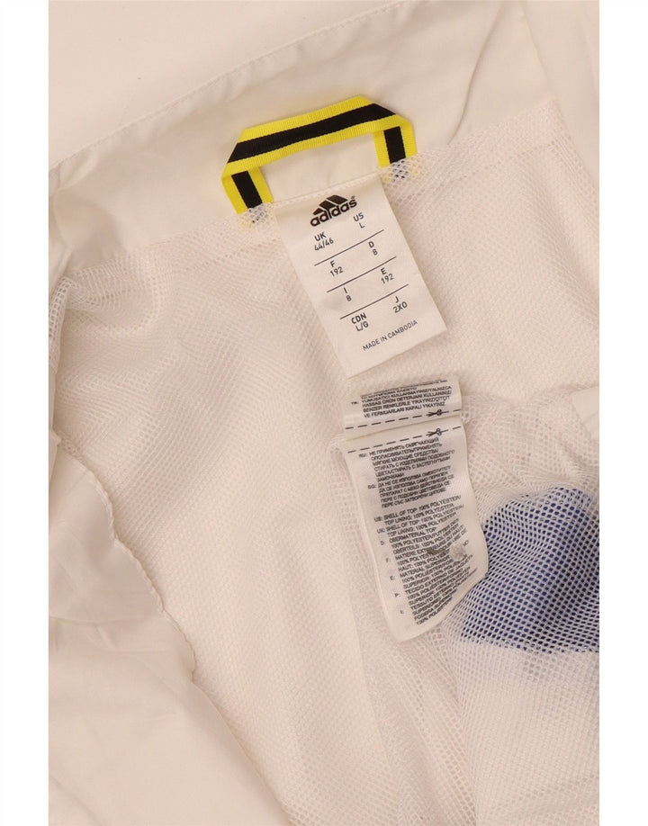 Adidas Mens Tracksuit Top Jacket UK 44/46 Large White Colourblock Polyester