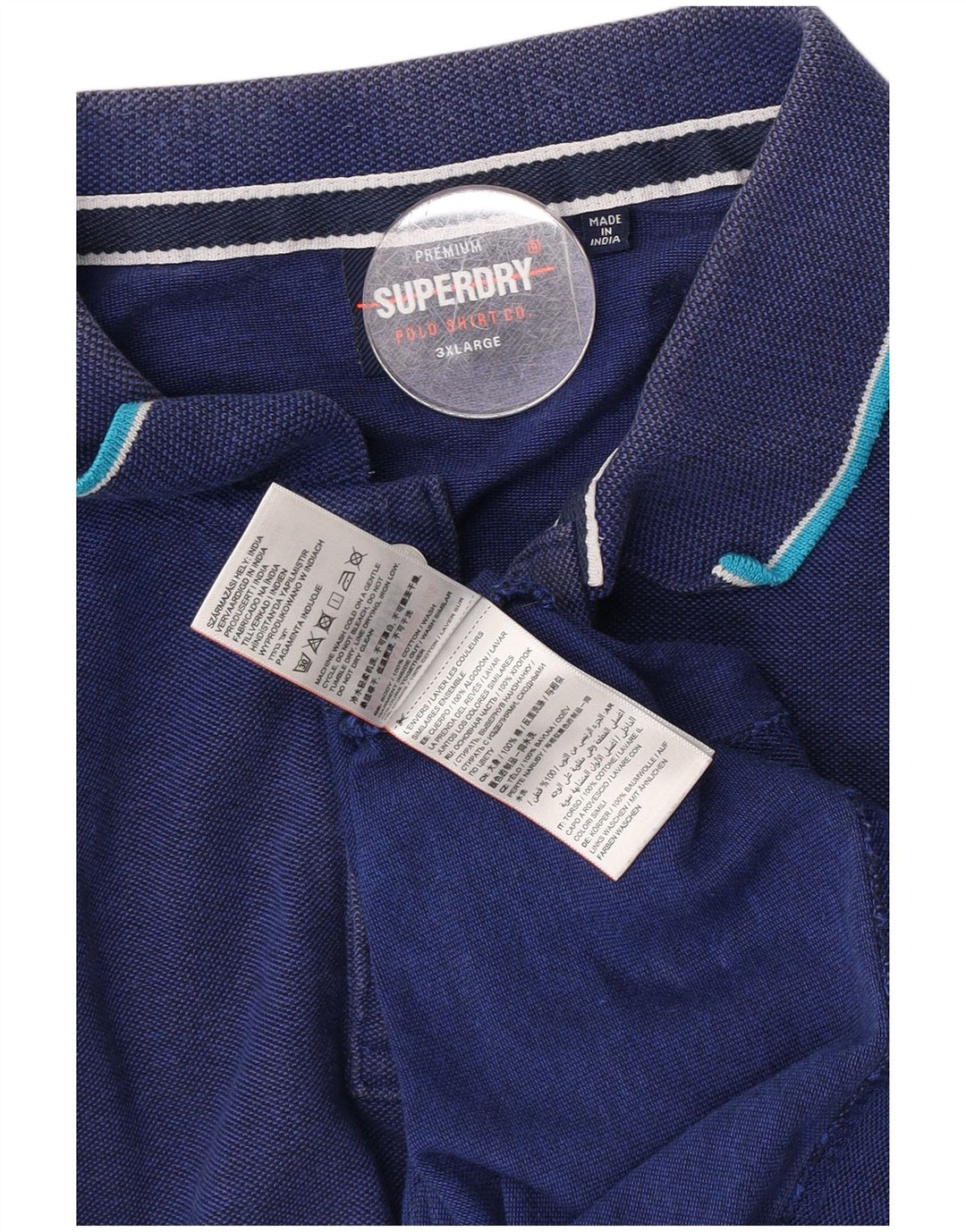 Superdry Mens Polo Shirt 3XL Blue Cotton