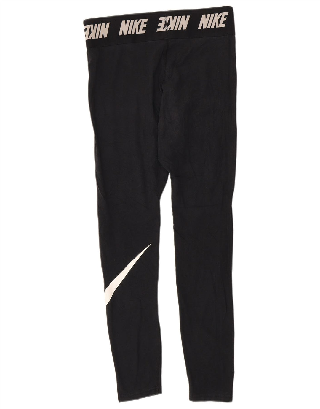 NIKE Womens Graphic Leggings UK 12 Medium Black Cotton