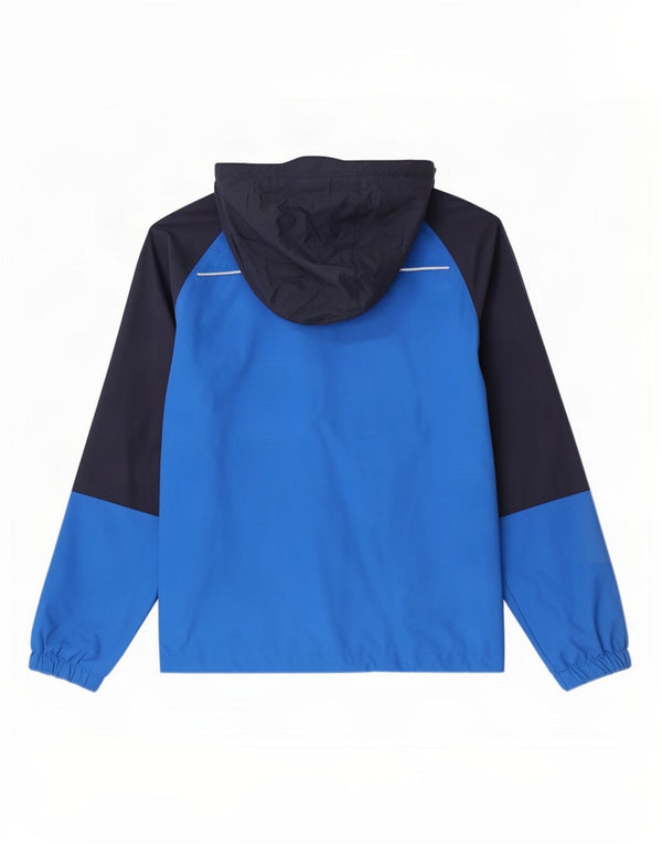 Columbia Girls Hooded Rain Jacket 14-15 Years Large Blue Colourblock Nylon
